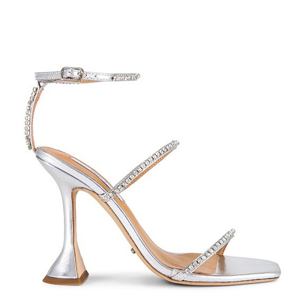 Tiny Bianco Shy Sandal in Silver Nappa Metallic
